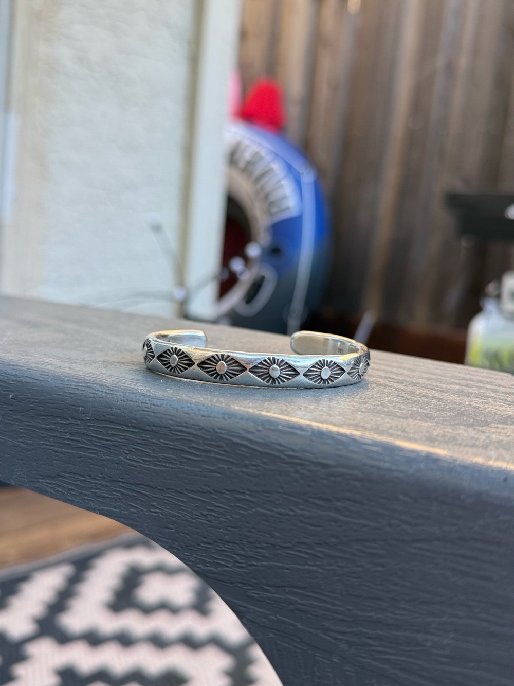 Sterling Silver Numi Olive Heavyweight Sunburst Cuff